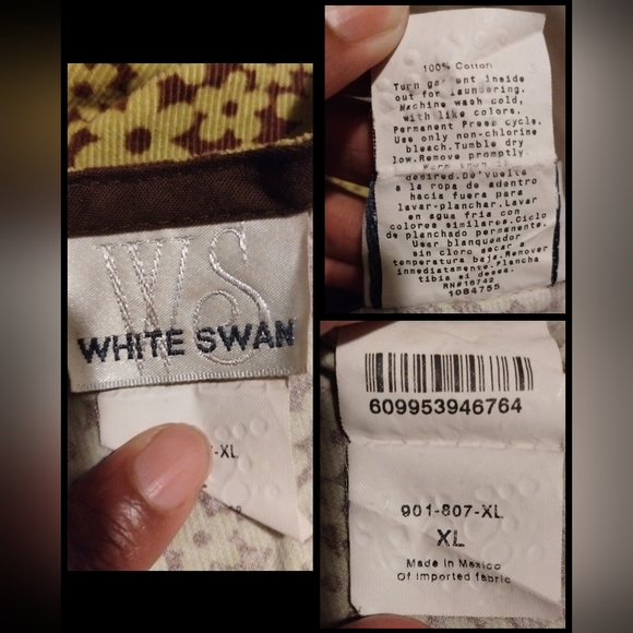 White Swan Women XL Floral V Neckline Short Sleeve Woman's Nurse Scrub Top - Picture 10 of 11